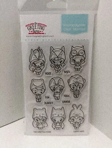 HAPPY HATS-The Greeting Farm Clear Stamp-Stamping Craft-Mini Anya/Ian-Kawaii - Picture 1 of 3