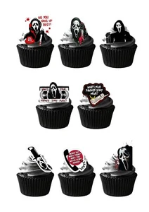 Cake Toppers Halloween Scream Ghost Face Themed 30 Stand Up Edible Wafer Paper - Picture 1 of 9