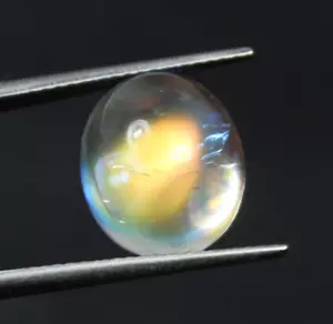 Rainbow Cabochon Multi Fire Moonstone Madagascar Gemstone Healing Crystal 6.50Ct - Picture 1 of 4