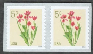 US. 5905. 5c. Red Tulips. Coil Pair of 2. MNH. 2024 - Picture 1 of 1