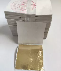 500 x Hojas de Oro 4,5 x 4,5 cm Oro Amarillo 24k Sobre Base para Dorado - Imagen 1 de 6