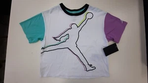 JORDAN Youth Girls Slightly Cropped TShirt, Multicolor, Size M (10-12 Yrs), NEW! - Picture 1 of 5