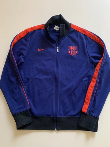Nike FCB Barcelona Sweatshirt Mens Large Blue Full Zip Soccer Football Track Cover