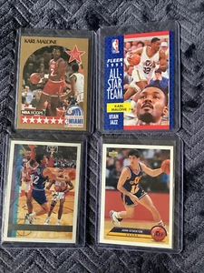 4 Karten Lot Basketball 2 1991 Karl Malone & 2 John Stockton - Bild 1 von 2
