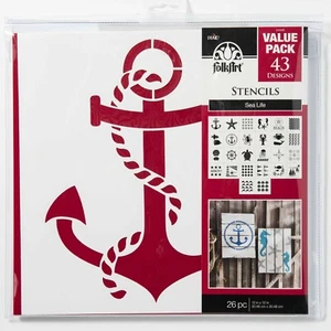 FolkArt Sea Life Stencils Value Pack 43 Designs 26 Pc Dolphin Starfish Seashells - Picture 1 of 5