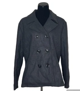 Celebrity Pink Double Breasted XXL Pea Coat Dark Gray - Picture 1 of 8