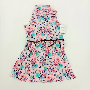 Carter's Toddler Girls' Floral Belted Shirt Dress Sleeveless Pink 2T NWT -5-AA8 - Picture 1 of 8