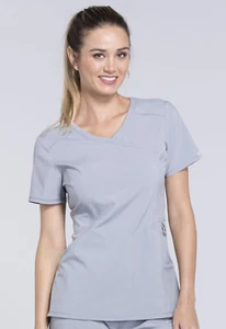 Cherokee Scrubs Infinity Mock Wrap Top 2625A GRY Grey Free Shipping - Picture 1 of 5