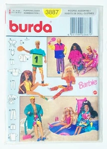 Barbie Ken Doll Clothes Sewing Pattern Burda 3887 Athletic Leisure Swimsuit - Picture 1 of 2