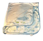 2005 Gymboree SHARK Baby Blanket Security Lovey Blue Green Fish Cotton Receiving