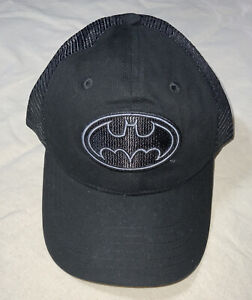 NEW - Batman Classic Symbol In Black Curved Brim Adjustable Dad Hat Black
