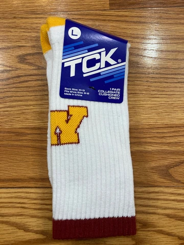 NCAA TCK MINNESOTA GOLDEN GOPHERS 1 Pair Collegiate Cushioned Crew Mens Socks L Cover