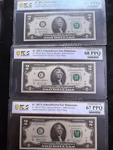 2017 $2 Star Notes 1941-C* PCGS Two 67 PPQ and One 68 PPQ Consecutive 3 * Notes - Picture 1 of 8