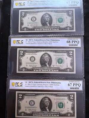 2017  $2 Star Notes 1941-C* PCGS Two 67 PPQ and One 68 PPQ Consecutive 3 * Notes - Image 1 of 4