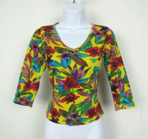 VTG 1960s 70s MOD SAKS FIFTH AVENUE FLORAL TOPSEQUINS BEADS RIBBED COTTON - Bild 1 von 12