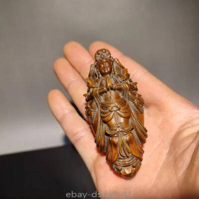 Chinese Wood Carving Deep Relief statue kwan yin Thousand-hand Bodhisattva quan - Image 1 of 4