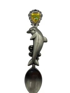 Vintage Puerto Rico Souvenir Spoon With Dolphin & Frog Plaque B60 - Picture 1 of 4
