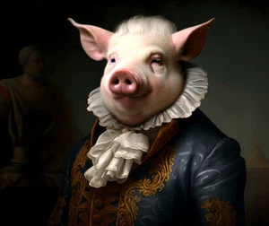 Wall Art Home Decor Animals Pig Earl Oil Painting Picture Printed On Canvas -024 - Picture 1 of 7