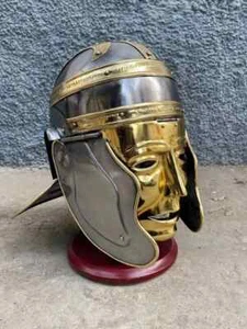 Ancient Medieval Roman Gallic Centurian Helmet With Man Face Mask Costume Helmet - Picture 1 of 6