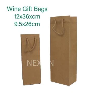 Wine Paper Bags 50 x Bulk, Gift Shopping Carry Craft Brown Bag with Handles