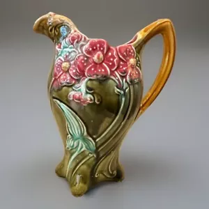 Majolica Red/Pink Flowers Pitcher Onnaing, circa 1900 ❤️❤️❤️ - Picture 1 of 7