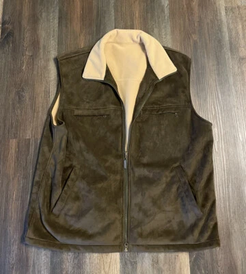 Rainforest Men's Full Zip Vest Size XL Suede  Pockets Brown  - Image 1 of 4