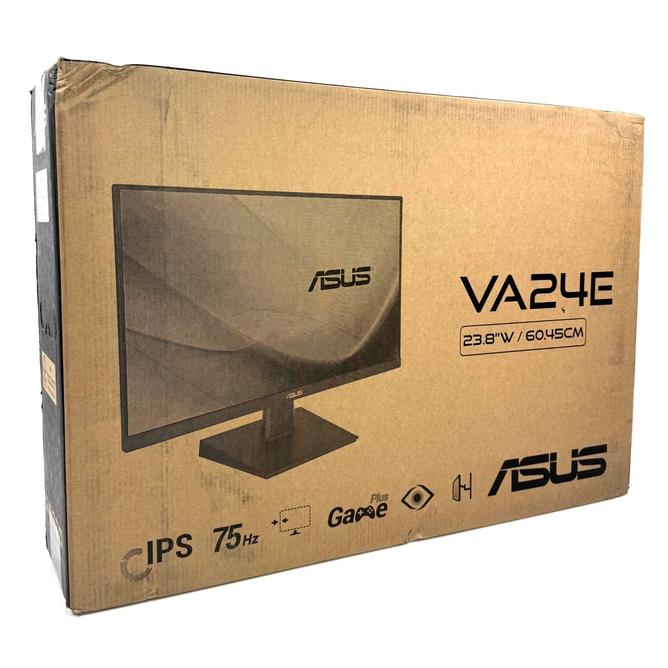 ASUS VA24EHE 23.8" Widescreen Full HD 1920x1080 IPS LED Monitor 75Hz HDMI DVI - Image 1 of 4