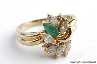 Smaragd Ring 333 er Gelbgold Smaragden Kristall Gr 52 - - Bild 1 von 4