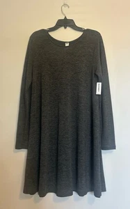 Old Navy Neu mit Etikett Größe Large meliert anthrazitgrau Langarm Strick Swing Kleid - Bild 1 von 11