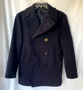 Vintage 40s WW2 US Navy Wool Peacoat 8 Button Naval Clothing Mens 36 Military - Picture 1 of 7