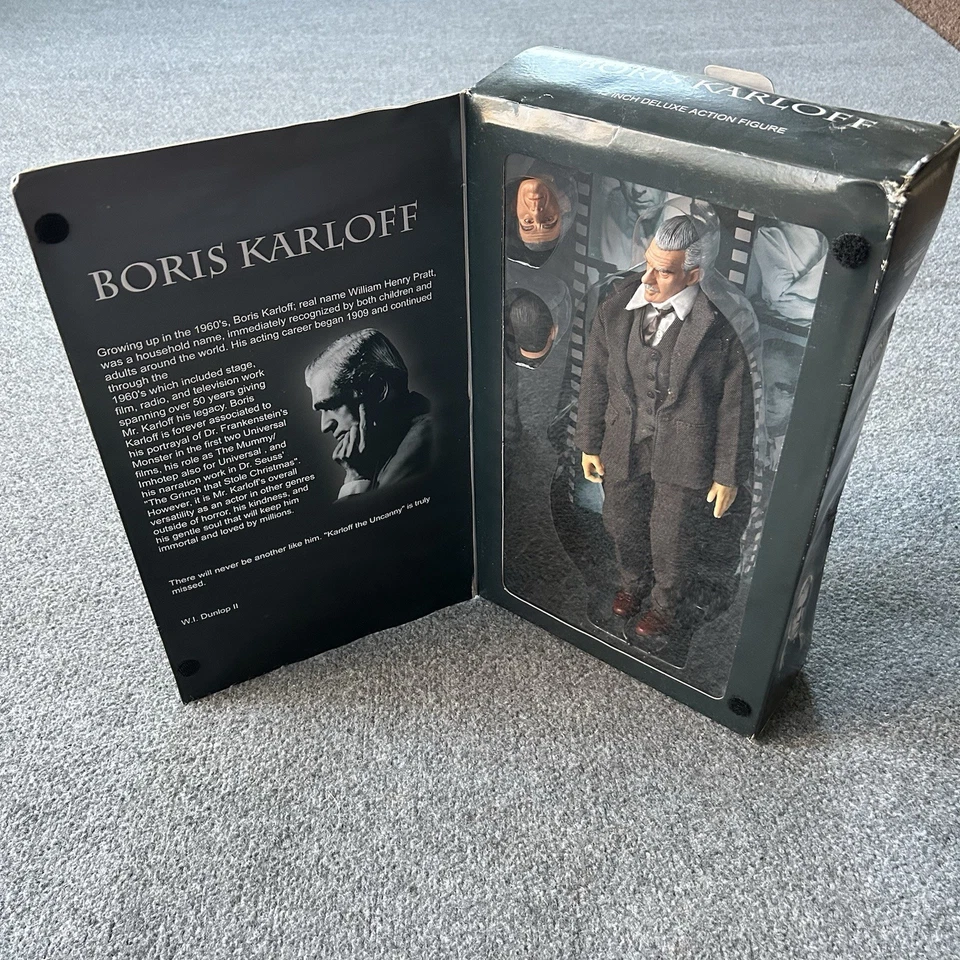 Figura de acción Boris Karloff Los iconos del terror y la ciencia ficción 12 pulgadas de lujo rara Foto 1 de 4