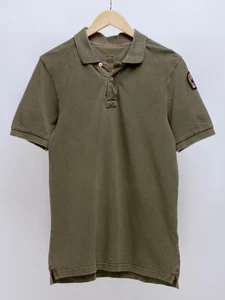 Mens PARAJUMPERS Green Olive Khaki Military Short Sleeve Logo Polo Shirt Size L - Picture 1 of 19