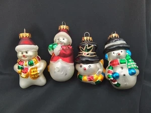 4er SET LOT G&D VINTAGE MUNDGEBLASENES GLAS SCHNEEMANN WEIHNACHTSSCHMUCK WEIHNACHTSMANN OUTFIT TOPHAT - Bild 1 von 10