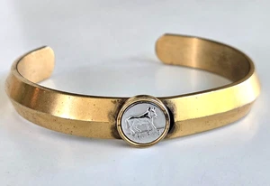 Vintage Speidel USA Taurus Zodiac Gold Tone HeavyCuff Bracelet 5-7/8" - Picture 1 of 8