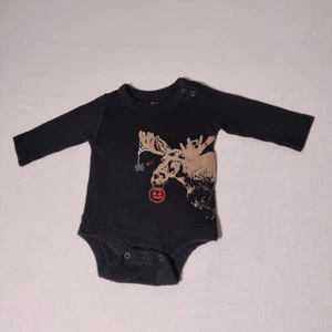 Baby Gap Size 0-3 Months Halloween One Piece Black Bodysuit Boo Pumpkin Moose - Picture 1 of 9