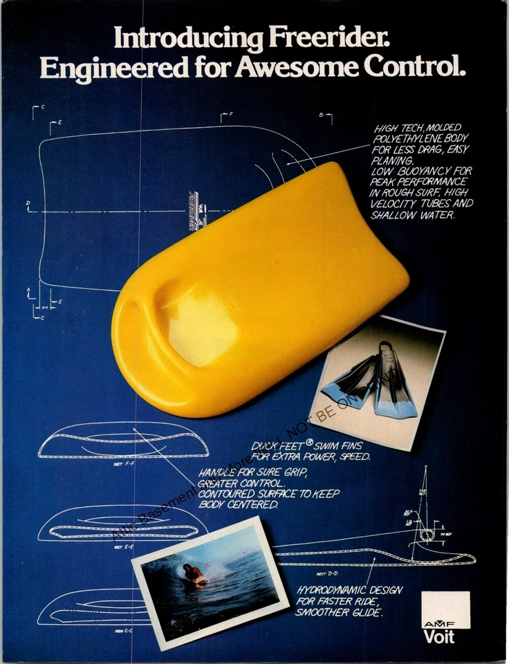 Anuncio impreso AMF Voit Freerider efímero arte de pared decoración Kevin McCarthy pies de pato Foto 1 de 1