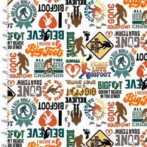LEGENDARY LONER BY 3 WISHES BIGFOOT PHRASES ON WHITE USA LORE FABRIC HALF YD - Picture 1 of 1