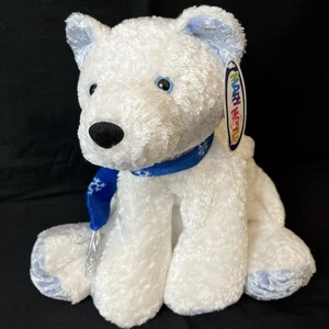 Mary Meyer 13 Zoll Petey Eisbär Plüsch Floppy weißer Bär mit blauem Schal 2001 - Bild 1 von 8