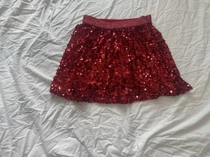 Girls Red Sequin Skirt Size 8 - Picture 1 of 2