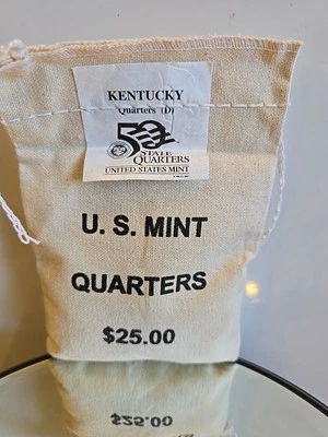 2001 D- Kentucky State Quarter Original Mint Sewn Bag 100 coins - Image 1 of 3