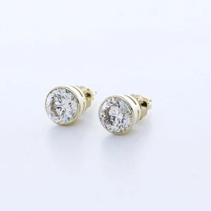 DIAMANTES NATURALES CERTIFICADOS I/SI2 CORTE REDONDO ORO 14K BISEL TACHUELAS CLÁSICAS 1,5 QUILATES - Imagen 1 de 8