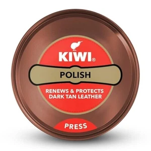 Kiwi Shoe Polish 40g - Dark Tan Leather - Picture 1 of 5