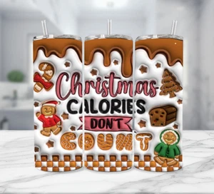 Weihnachten Kalorien zählen nicht Edelstahl Becher - 20 Oz - Bild 1 von 3