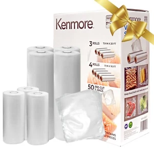 Kenmore 4 Rolls Vacuum Sealer Bag & Roll Variety Pack of 57 PC, BPA Free - Picture 1 of 9