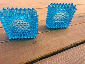 Par de portavelas vintage azul cristal azul turquesa 3x3 - Imagen 1 de 4