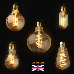 E27 B22 Retro Vintage Edison Flexible LED Bulbs Spiral Filament Light Bulb UK - Picture 1 of 11