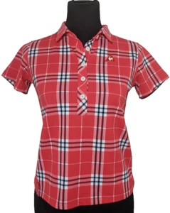 le coq sportif Golf Collection Plaid Short Sleeve Red Medium Preppy Pickleball - Picture 1 of 12
