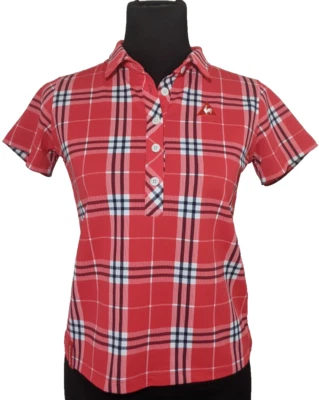 le coq sportif гольф коллекции клетку коротким рукавом красный средний опрятный пиклбол - Изображение 1 из 4