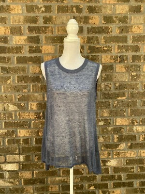 Alice & Olivia Linen Shirt Womens Casual Size Medium Blue Tank Top Summer Sheer - Image 1 of 4