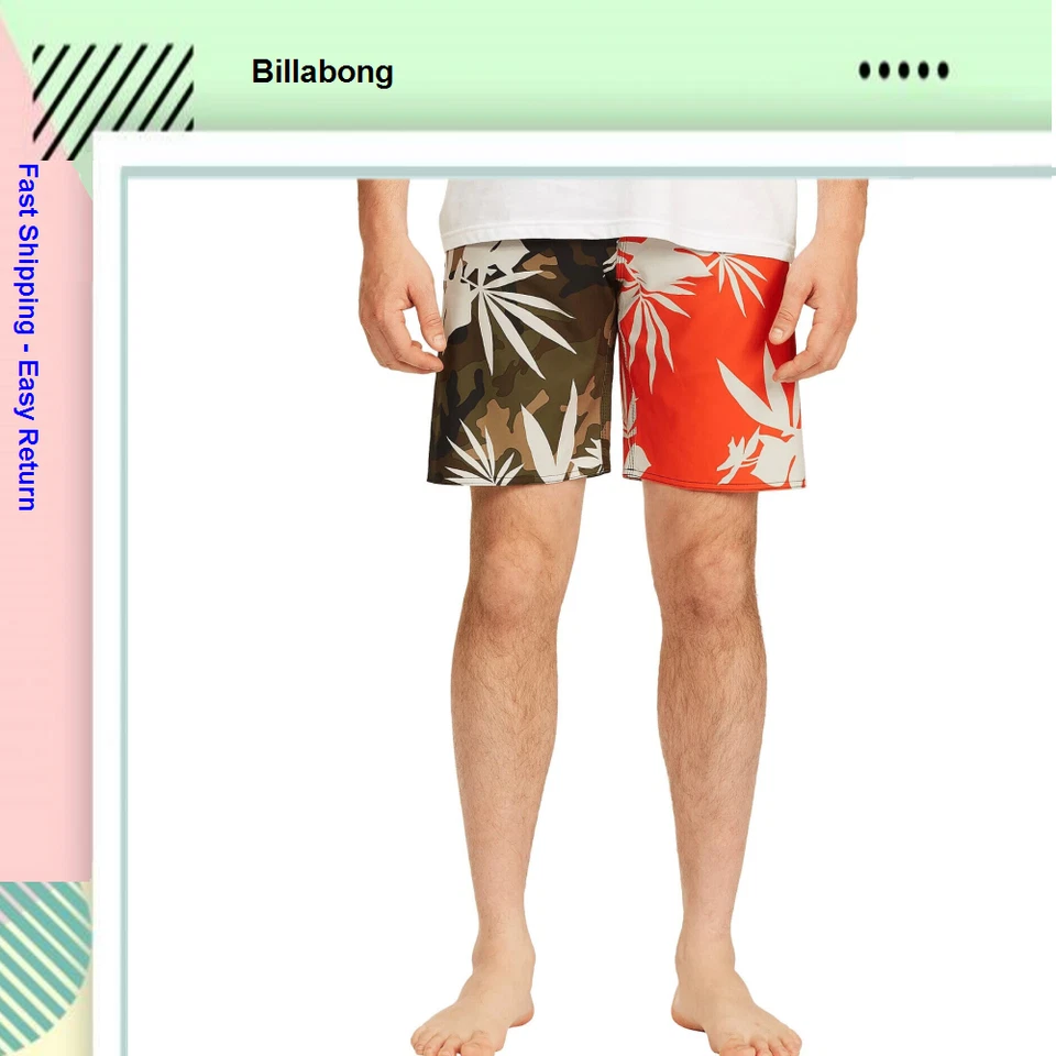 Billabong Men's All Day Airlite Boardshort 4-Way Stretch 19" Outseam Red 34